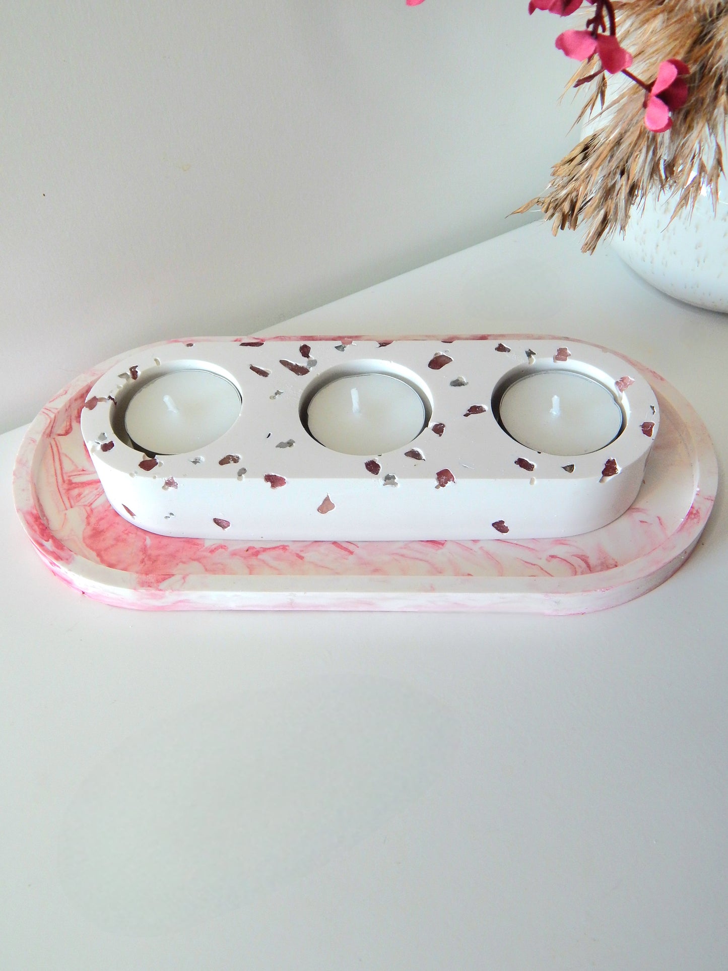 Support Bougie - Quartz Fraise