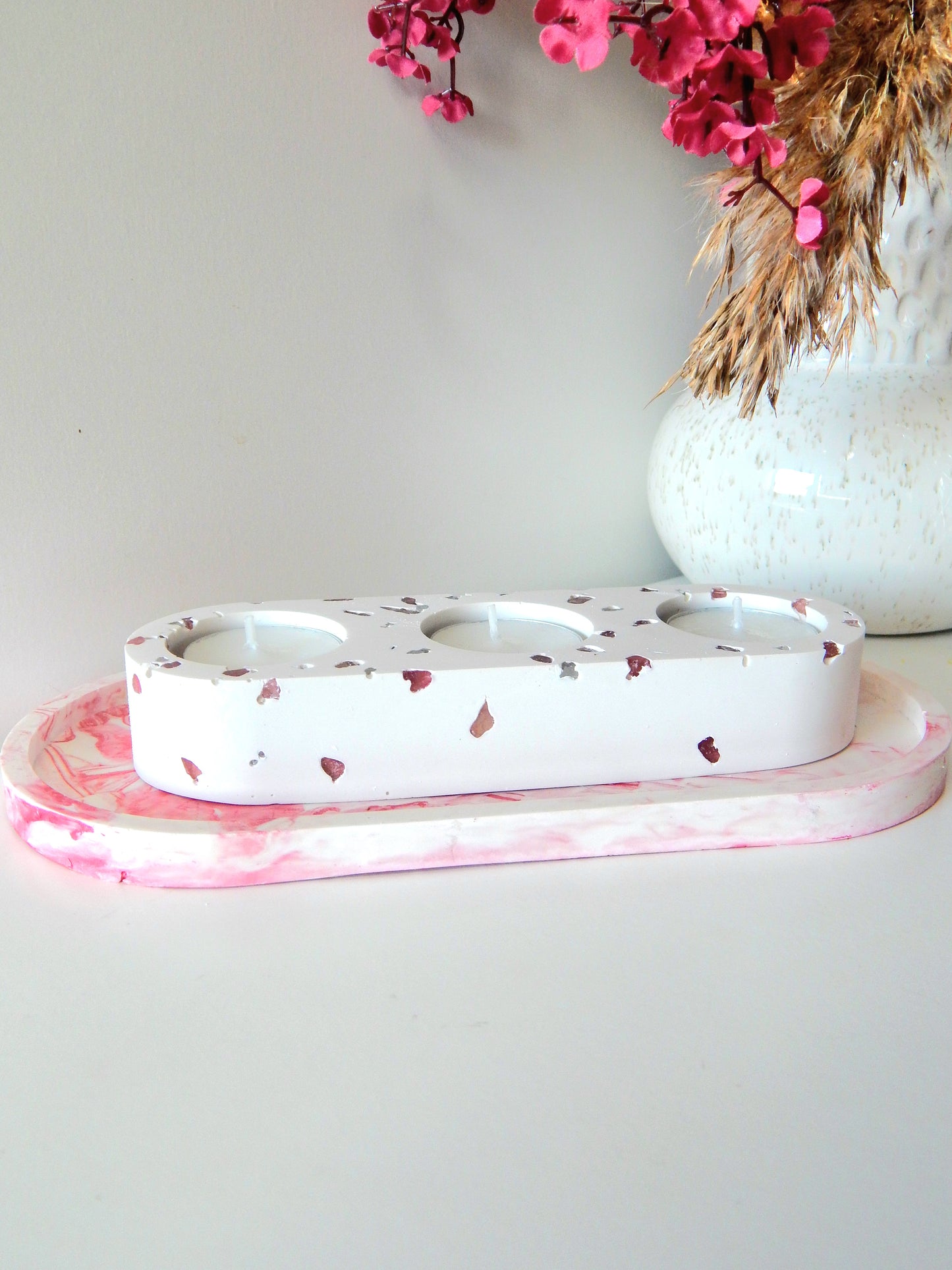 Support Bougie - Quartz Fraise
